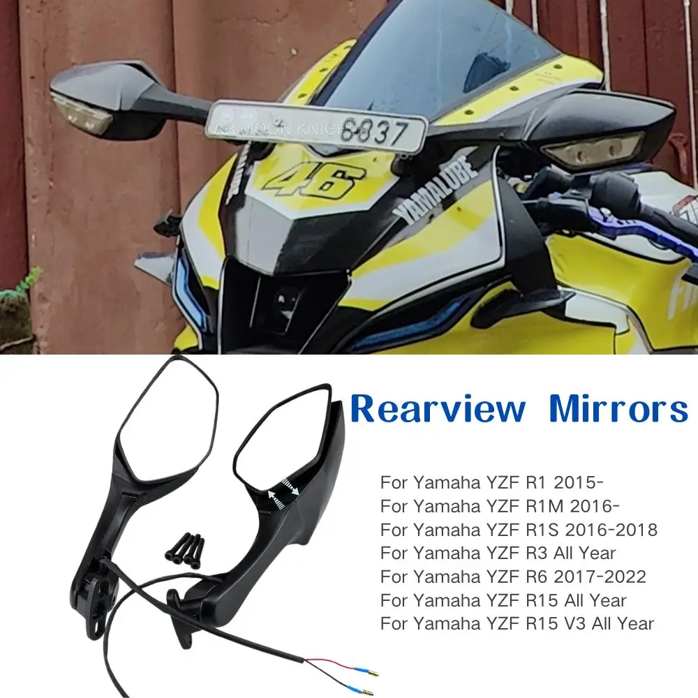 Motorcycle Accessories Side Mirrors For Yamaha YZF R1 R1M R1S R3 R6 R15 R 15 V3 Handlebar Adjustable Angle Rearview Mirror