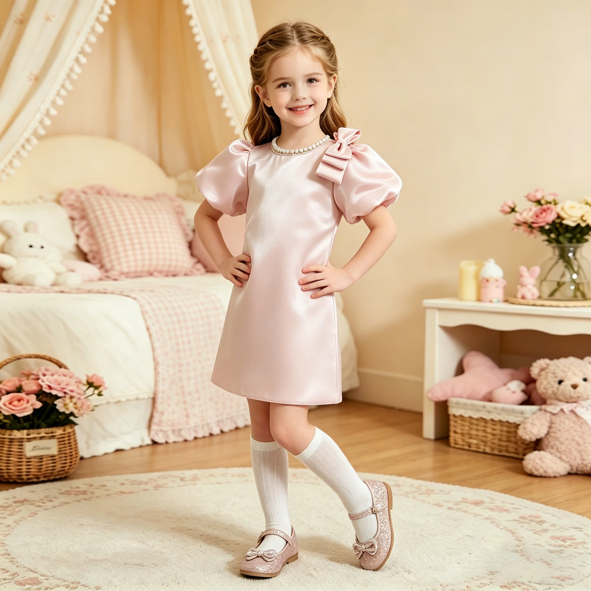 2026 New Pink Skirt Kids Satin Sequin Bow Flower Girl Princess Dress Children Puff Sleeves Dress Ball Gown Birthday Party Dress
2026 New Pink Skirt Kids Satin Sequin Bow Flower Girl Princess Dress Children Puff Sleeves Dress Ball Gown Birthday Party Dress