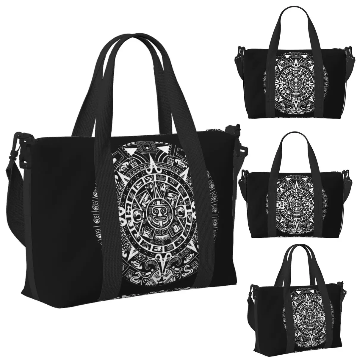 Custom Aztec Sun Stone Calendar Beach Travel Bag Large Capacity Tote Bags for Gym Yoga Women Shopping Duffle Shoulder Bag
Custom Aztec Sun Stone Calendar Beach Travel Bag Large Capacity Tote Bags for Gym Yoga Women Shopping Duffle Shoulder Bag