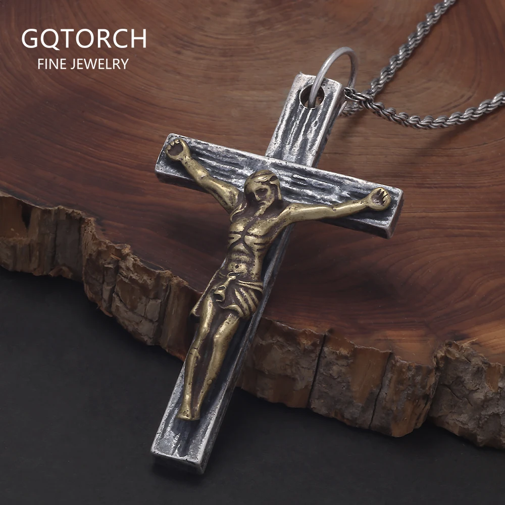 925 Sterling Silver Vintage Jesus Cross Pendant Necklace for Men Antiqued Catholic Crucifix Christian Religious Amulet Jewelry
925 Sterling Silver Vintage Jesus Cross Pendant Necklace for Men Antiqued Catholic Crucifix Christian Religious Amulet Jewelry