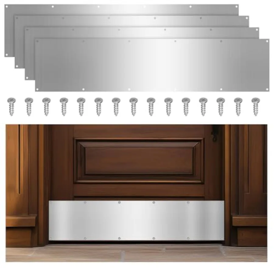 8 x 36 Inch Door Kick Plate with Screws, Satin Aluminum Kick Plates for Interior/Exterior Doors - Anti-Scratch Protection for W
8 x 36 Inch Door Kick Plate with Screws, Satin Aluminum Kick Plates for Interior/Exterior Doors - Anti-Scratch Protection for W