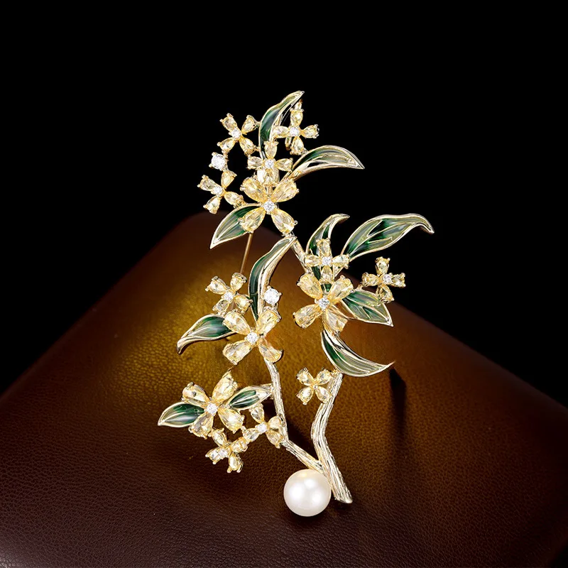 Light Luxury High-End Freshwater Pearl Osmanthus Brooch Micro Inlaid Zircon Elegant Versatile Coat Jacket Brooch for Women
Light Luxury High-End Freshwater Pearl Osmanthus Brooch Micro Inlaid Zircon Elegant Versatile Coat Jacket Brooch for Women