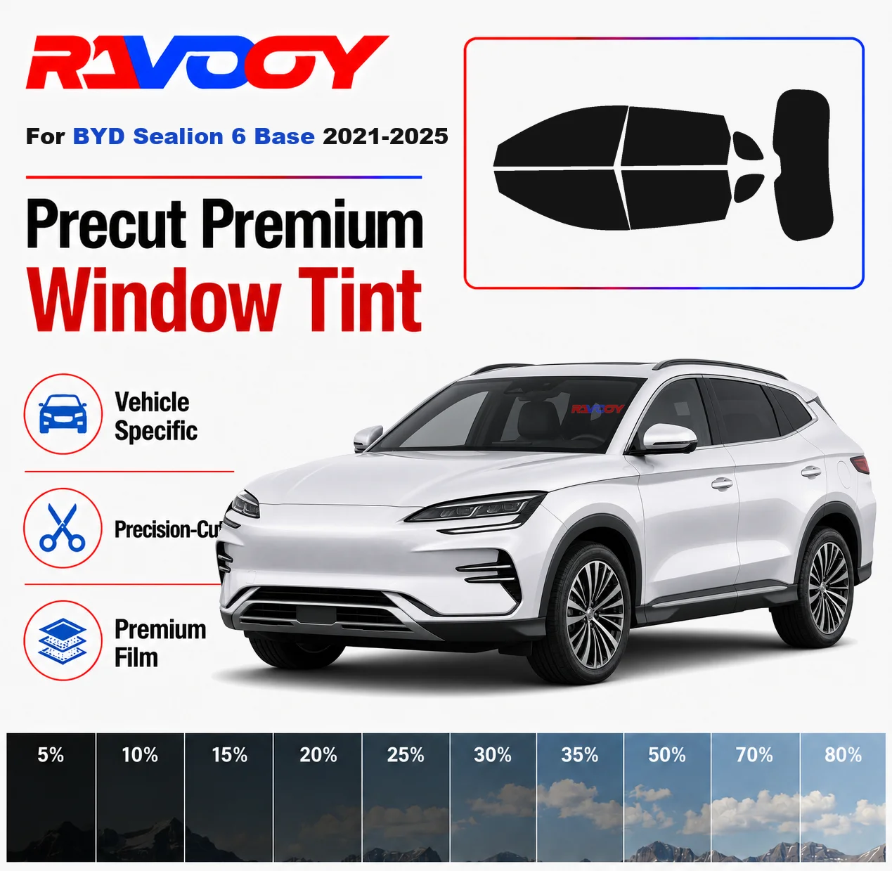 Premium Precut Window Tint Kit Front Rear Windows Rear Windshield For BYD Sealion 6 Base 2021-2025 Car Solar Nano Ceramic Film
Premium Precut Window Tint Kit Front Rear Windows Rear Windshield For BYD Sealion 6 Base 2021-2025 Car Solar Nano Ceramic Film