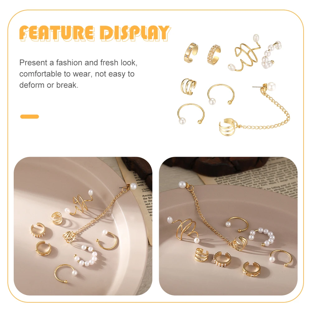 8Pcs Pearl Ear Clips No Piercing Required Stylish Ear Cuffs for Women Men Daily Wear Club Bar Outfit Chain Earrings
8Pcs Pearl Ear Clips No Piercing Required Stylish Ear Cuffs for Women Men Daily Wear Club Bar Outfit Chain Earrings