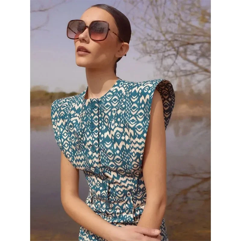 Vintage Flying Sleeve Print Dress For Women Elegant O Neck Single Breasted Pocket Robes Female Office High Street Travel Outfits
Vintage Flying Sleeve Print Dress For Women Elegant O Neck Single Breasted Pocket Robes Female Office High Street Travel Outfits