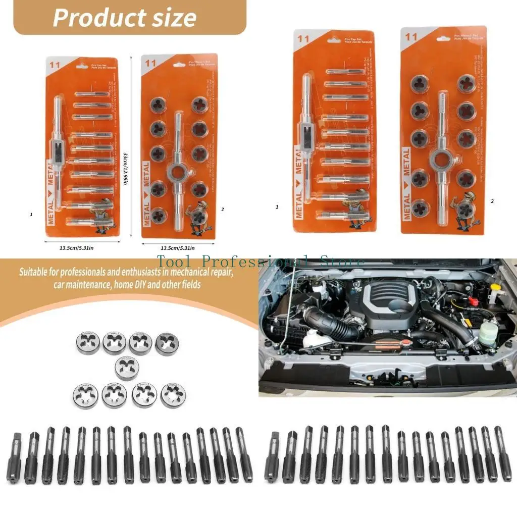 57QF Durability Steel Tap and Die Set, 11Pieces, Ergonomic Wrenches Design for Comfortable Grip Repairing Work Tasks Tool
57QF Durability Steel Tap and Die Set, 11Pieces, Ergonomic Wrenches Design for Comfortable Grip Repairing Work Tasks Tool