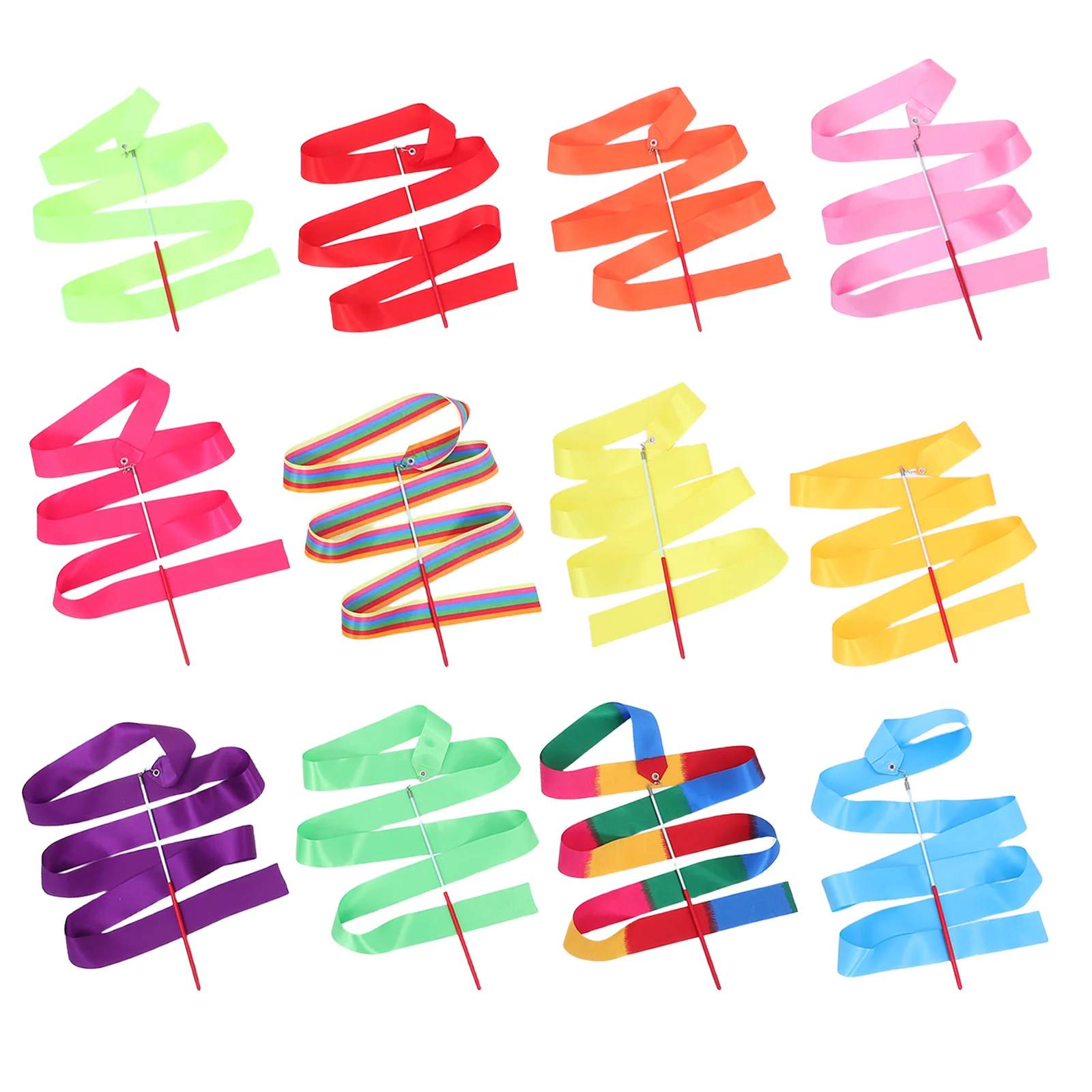 12 Pcs Gymnastic Ribbons Durable Material Handle Ideal Twirling Gymnastics Training Chinese Dance Fitness Shaping
12 Pcs Gymnastic Ribbons Durable Material Handle Ideal Twirling Gymnastics Training Chinese Dance Fitness Shaping