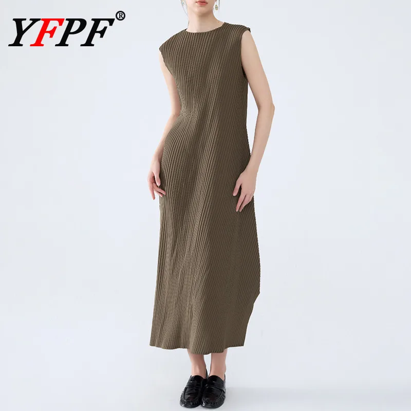 YFPF 2026 Miyake плиссированное длинное платье для женщин с круглым вырезом без рукавов, однотонное свободное элегантное вечернее платье, одежда
YFPF 2026 Miyake плиссированное длинное платье для женщин с круглым вырезом без рукавов, однотонное свободное элегантное вечернее платье, одежда