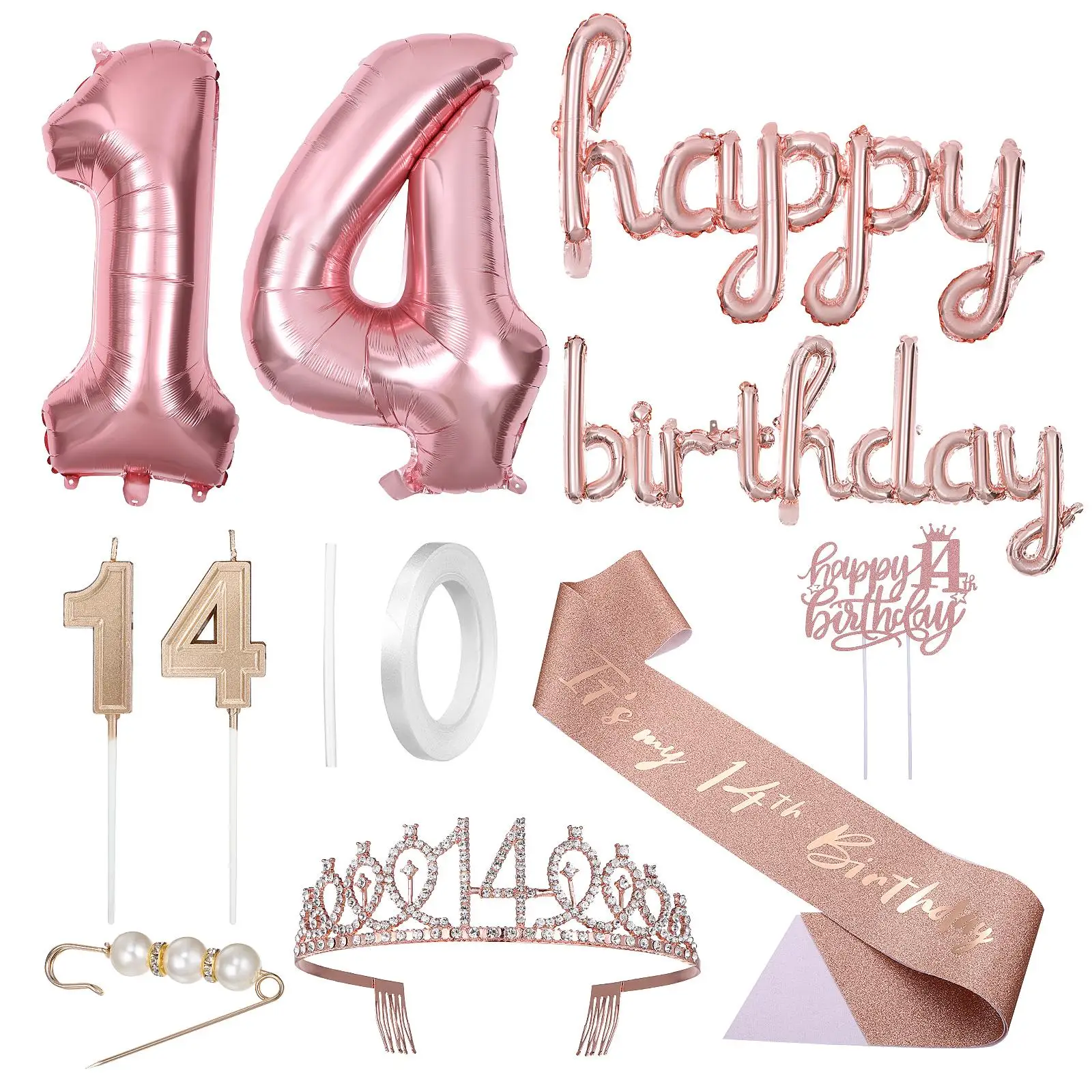 Birthday Decoration Set 14th Crown Sash Letter Polyester Cloth Girls Party Decorations Supplies
Birthday Decoration Set 14th Crown Sash Letter Polyester Cloth Girls Party Decorations Supplies