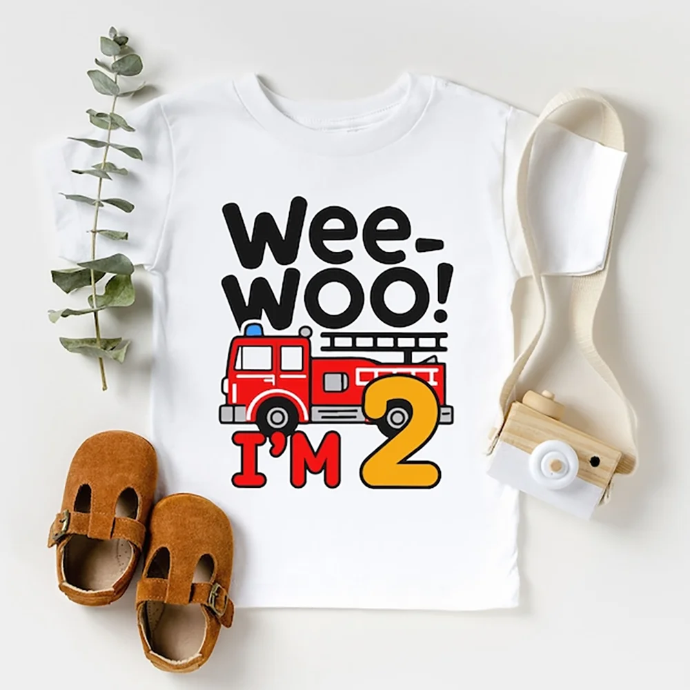 Wee Woo I'm 2 - Fire Truck Toddler T-Shirt Cute Future Firefighter 2nd Birthday Tee Fire Engine Theme Birthday Party Accessory
Wee Woo I'm 2 - Fire Truck Toddler T-Shirt Cute Future Firefighter 2nd Birthday Tee Fire Engine Theme Birthday Party Accessory