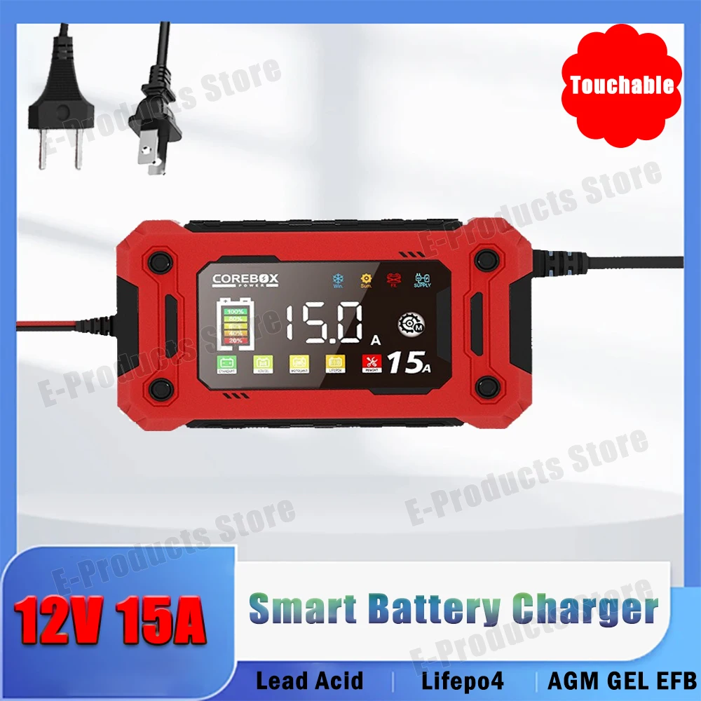Smart Charging 12V 15A Battery Charger For Lifepo4 Lead Acid AGM GEL Lithium Iron Phosphate Batteries With LED Display Car Moto
Smart Charging 12V 15A Battery Charger For Lifepo4 Lead Acid AGM GEL Lithium Iron Phosphate Batteries With LED Display Car Moto
