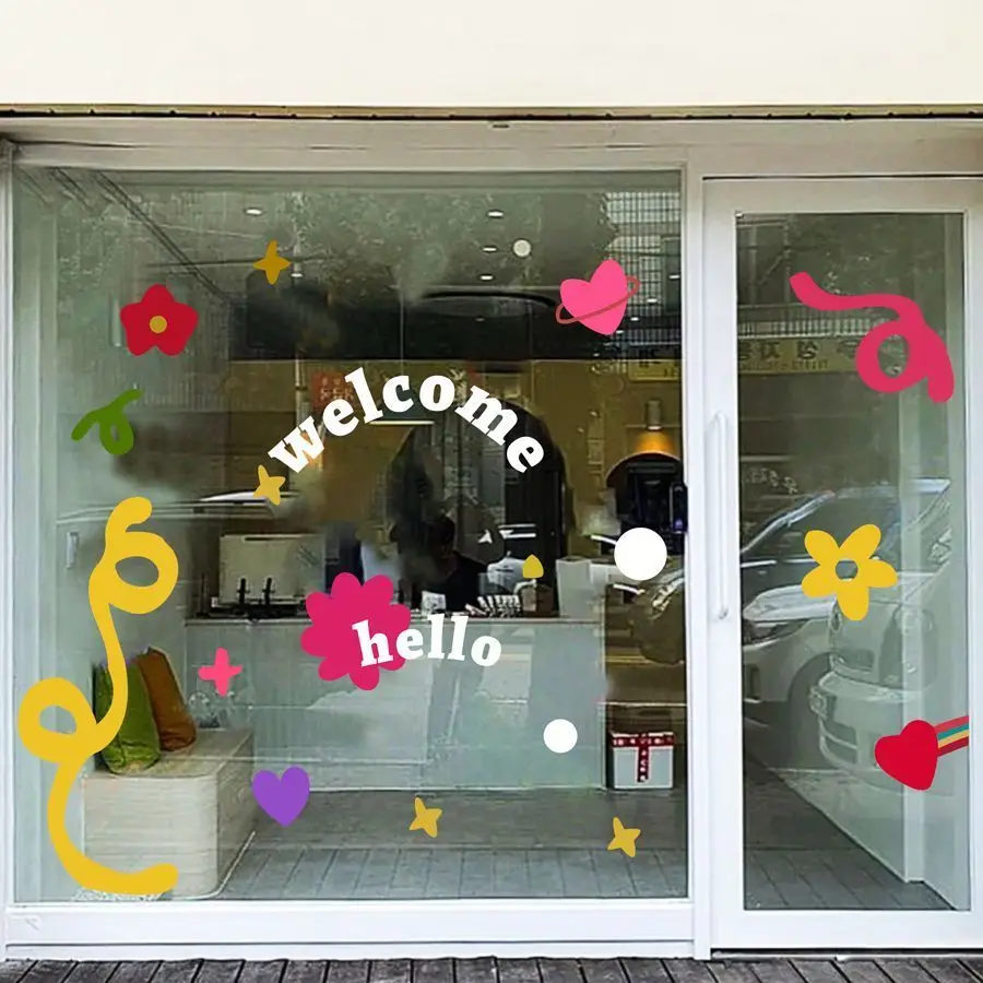 English Glass Stickers Fashion Geometric Shapes Cartoon Static Wallpaper Shop Glass Doors Window Display Decoration Posters 
English Glass Stickers Fashion Geometric Shapes Cartoon Static Wallpaper Shop Glass Doors Window Display Decoration Posters