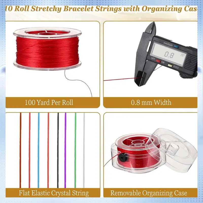 CYL-10 Rolls 0.8Mm 1000 Yards Flat Elastic Bracelet With Organizer Box Crystal Elastic Cord Beads Cord For Jewelry Making, Durab
CYL-10 Rolls 0.8Mm 1000 Yards Flat Elastic Bracelet With Organizer Box Crystal Elastic Cord Beads Cord For Jewelry Making, Durab