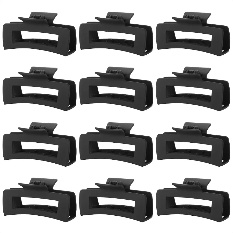 12 Pack Large Black Square Hair Claw Clips for Women 4.3 Inch Matte Rec Claw Clips Strong Hold NonSlip for Thick or Thin Hair
12 Pack Large Black Square Hair Claw Clips for Women 4.3 Inch Matte Rec Claw Clips Strong Hold NonSlip for Thick or Thin Hair