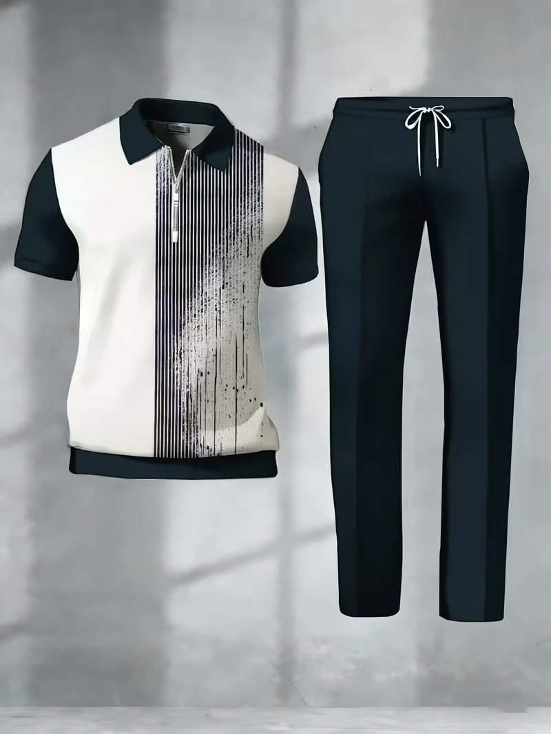 2pcs Men's Casual Fashion Set, Including a Zippered Short-sleeve Top and Long Pants, High-end 3D Digital Printing, Available in Multiple Colors, Suitable for Gifting to Relatives, for Work, Daily Wear, Outdoor Activities, and Travel
2pcs Men's Casual Fashion Set, Including a Zippered Short-sleeve Top and Long Pants, High-end 3D Digital Printing, Available in Multiple Colors, Suitable for Gifting to Relatives, for Work, Daily Wear, Outdoor Activities, and Travel