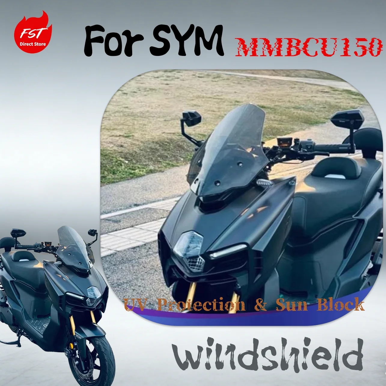 Tall & Wide Windshield for SYM MMBCU 150 Mamba 150 158, Modified Scooter Wind Screen, UV Protection, Windproof, Chest Guard, No
Tall & Wide Windshield for SYM MMBCU 150 Mamba 150 158, Modified Scooter Wind Screen, UV Protection, Windproof, Chest Guard, No