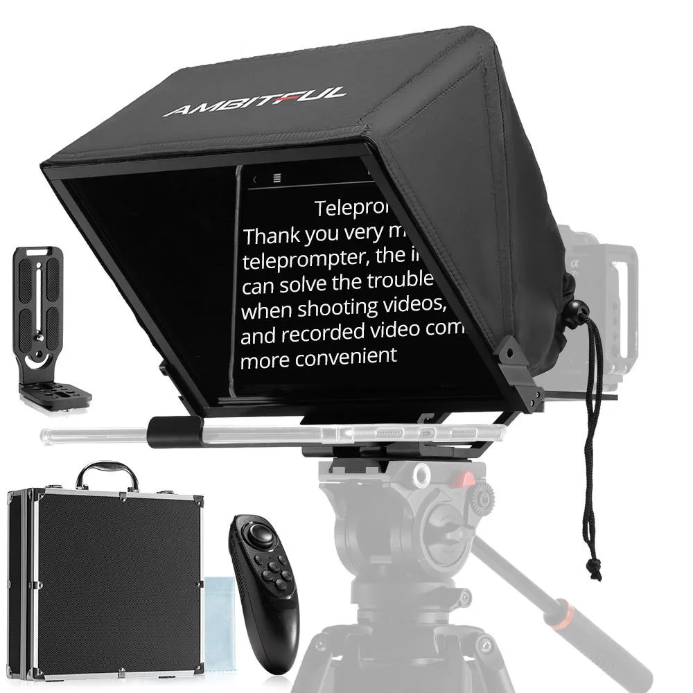 AMBITFUL T14 Professional Portable Teleprompter DSLR Camera & Mobile Phone Live Video Prompter Photo Studio Accessories
AMBITFUL T14 Professional Portable Teleprompter DSLR Camera & Mobile Phone Live Video Prompter Photo Studio Accessories