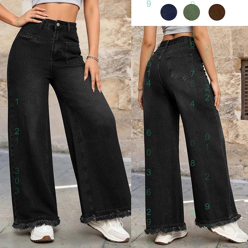 Retro Washed Wide Leg Jeans High Waist Baggy Denim Pants Loose Frayed Hem Trousers
Retro Washed Wide Leg Jeans High Waist Baggy Denim Pants Loose Frayed Hem Trousers