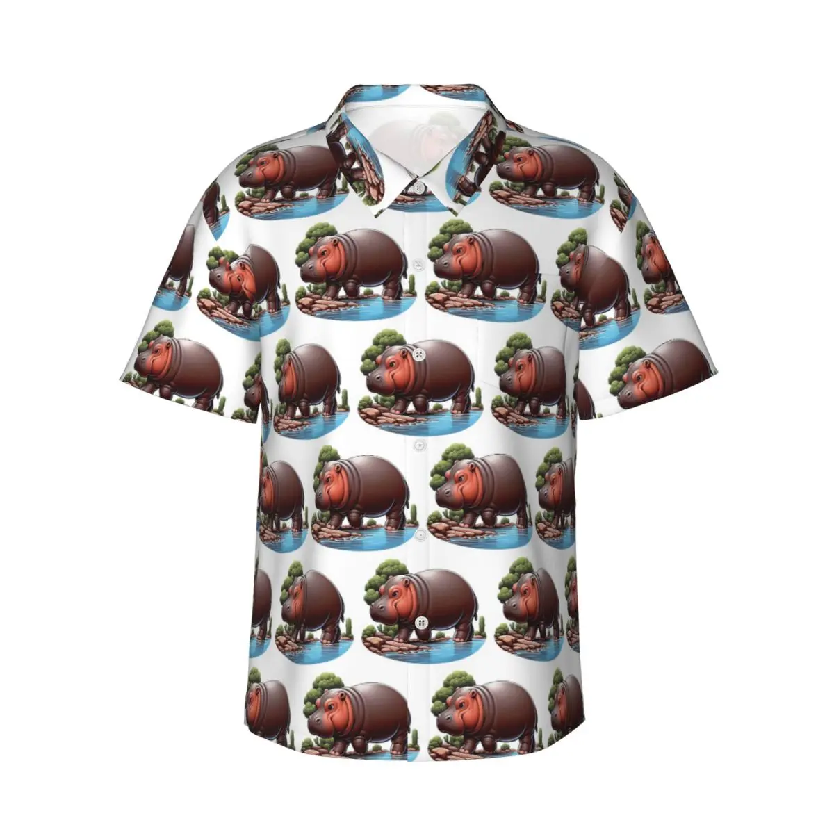 A Pygmy Hippopotamus Strolling By The River Men's Shirts Hawaiian Short Sleeve Shirt Casual Lapel Tops for Summer Beach
A Pygmy Hippopotamus Strolling By The River Men's Shirts Hawaiian Short Sleeve Shirt Casual Lapel Tops for Summer Beach