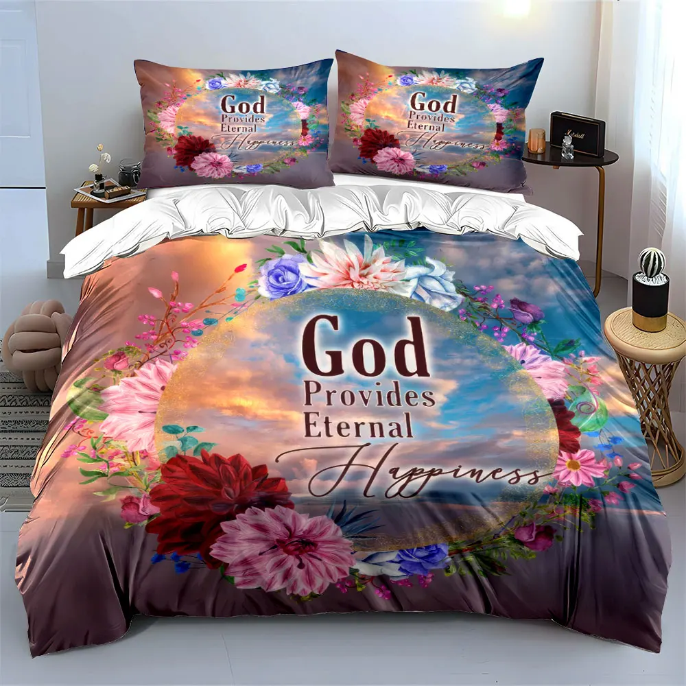 Floral Themed Religious Inspirational Set kid's and adults' bedroom decor, Exquisite three-piece bedding set gift
Floral Themed Religious Inspirational Set kid's and adults' bedroom decor, Exquisite three-piece bedding set gift