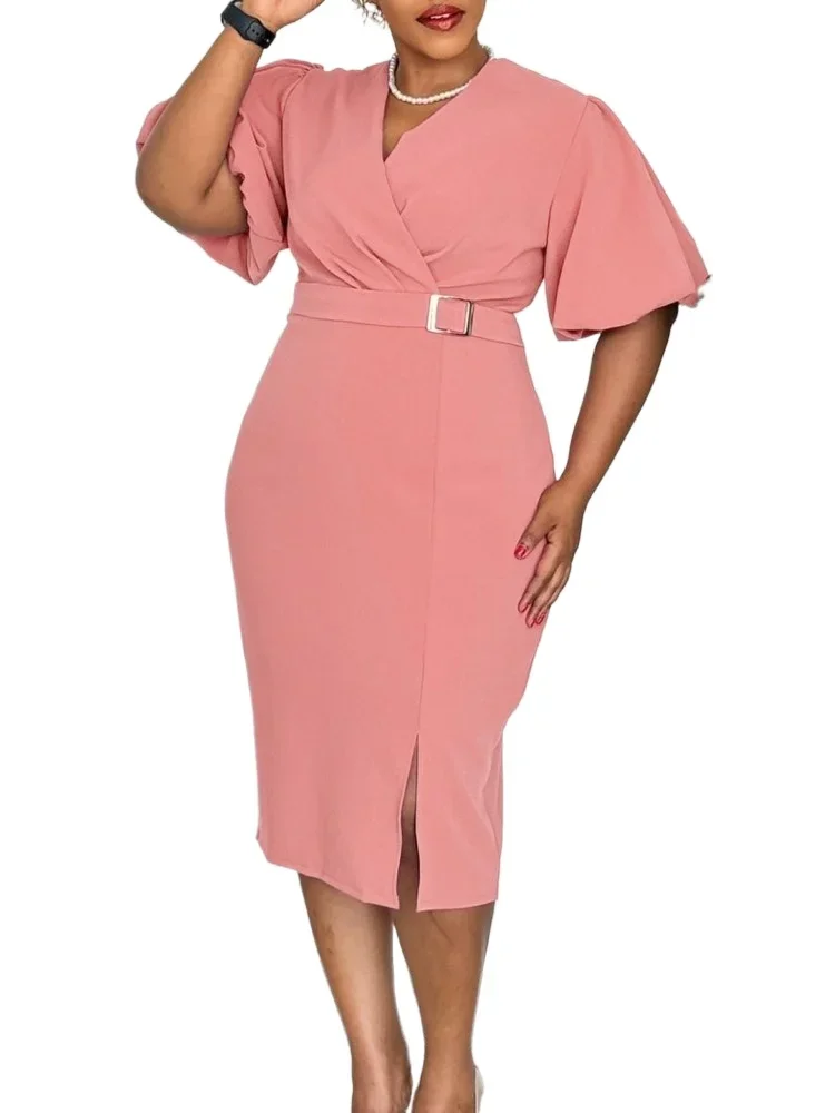 Summer Autumn Africa Clothing Short Sleeve Dress African Dresses For Women Sexy V-Neck Perspective Slim Office Lady Party Dress
Summer Autumn Africa Clothing Short Sleeve Dress African Dresses For Women Sexy V-Neck Perspective Slim Office Lady Party Dress