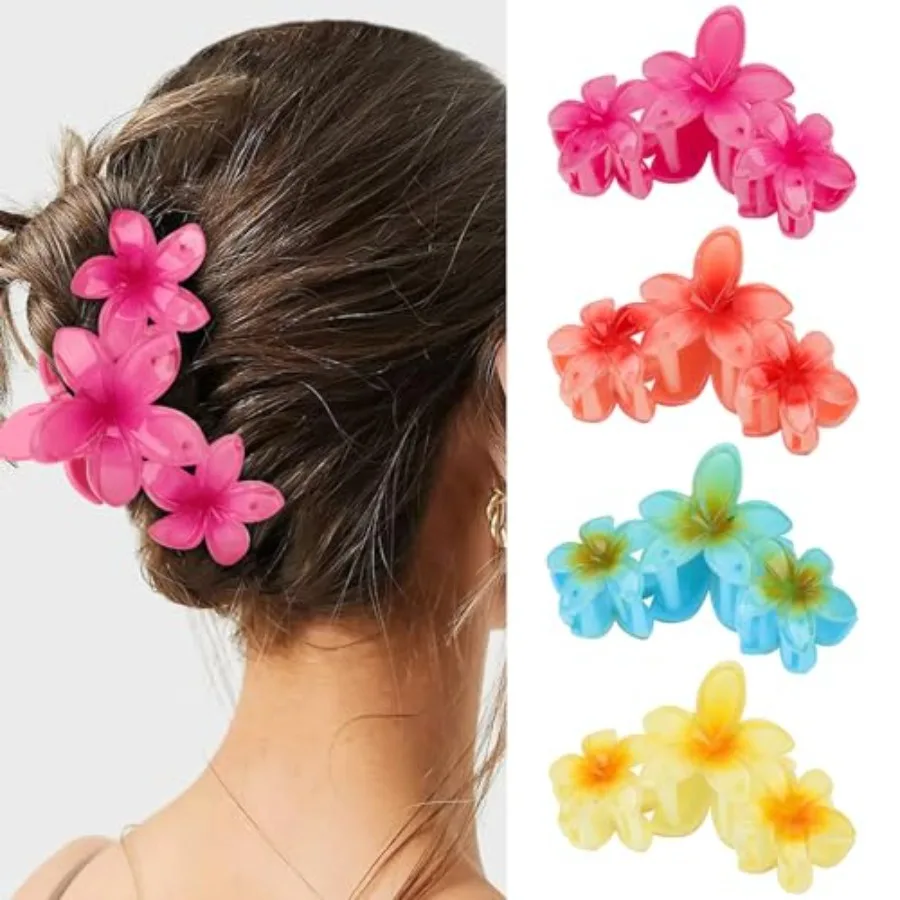 Flower Hair Claw Clips - 4PCS Glossy Hawaiian Clips for Thick and Thin Hair, Non-Slip Strong Hold Hair Accessories for Women an
Flower Hair Claw Clips - 4PCS Glossy Hawaiian Clips for Thick and Thin Hair, Non-Slip Strong Hold Hair Accessories for Women an
