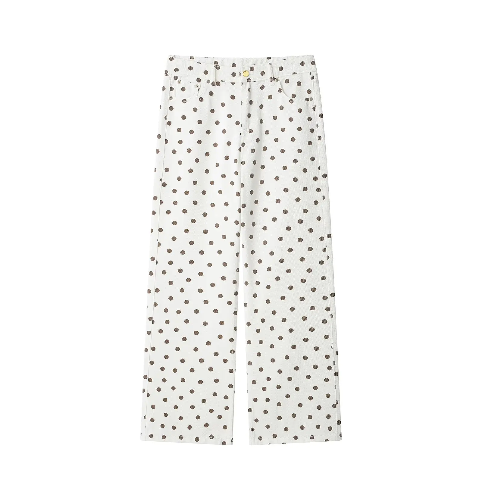 2026 Autumn Women's Elegant Mid Waist Wide Leg Straight Denim Jeans Pants Lady Chic Polyester Polka Dot White Street Trousers
2026 Autumn Women's Elegant Mid Waist Wide Leg Straight Denim Jeans Pants Lady Chic Polyester Polka Dot White Street Trousers