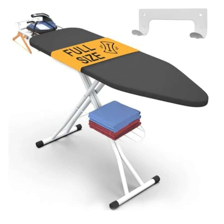 Full Size Ironing Board 43 X 13 with Wall Mount Hanger Full Metal Construction Iron Board, Height Adjustable, Built in Iron Res
Full Size Ironing Board 43 X 13 with Wall Mount Hanger Full Metal Construction Iron Board, Height Adjustable, Built in Iron Res