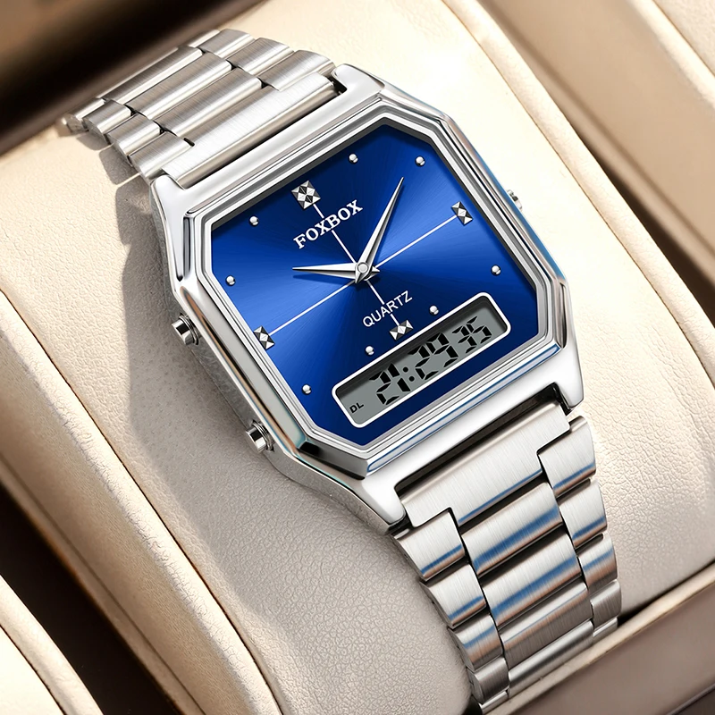 FOXBOX New Women's Electronic Watch Square Stainless Steel LED Waterproof Luminous Quartz Wristwatches for Women Montre Femme
FOXBOX New Women's Electronic Watch Square Stainless Steel LED Waterproof Luminous Quartz Wristwatches for Women Montre Femme