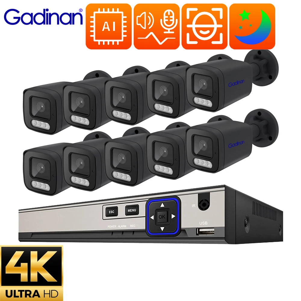 Gadinan Outdoor Color Night Vision H.265+ POE NVR 4K Security Camera System CCTV Camera 8MP Two Way Audio Video Surveillance Set
Gadinan Outdoor Color Night Vision H.265+ POE NVR 4K Security Camera System CCTV Camera 8MP Two Way Audio Video Surveillance Set