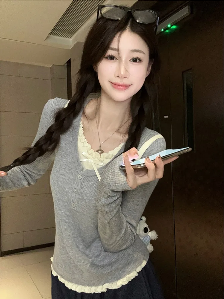 Sweet Sli Long Sve Knitted Top Women's Inner Wear Base irt Spring 2026 New Arrival Soft Comfortable Faux Two-Piece
Sweet Sli Long Sve Knitted Top Women's Inner Wear Base irt Spring 2026 New Arrival Soft Comfortable Faux Two-Piece