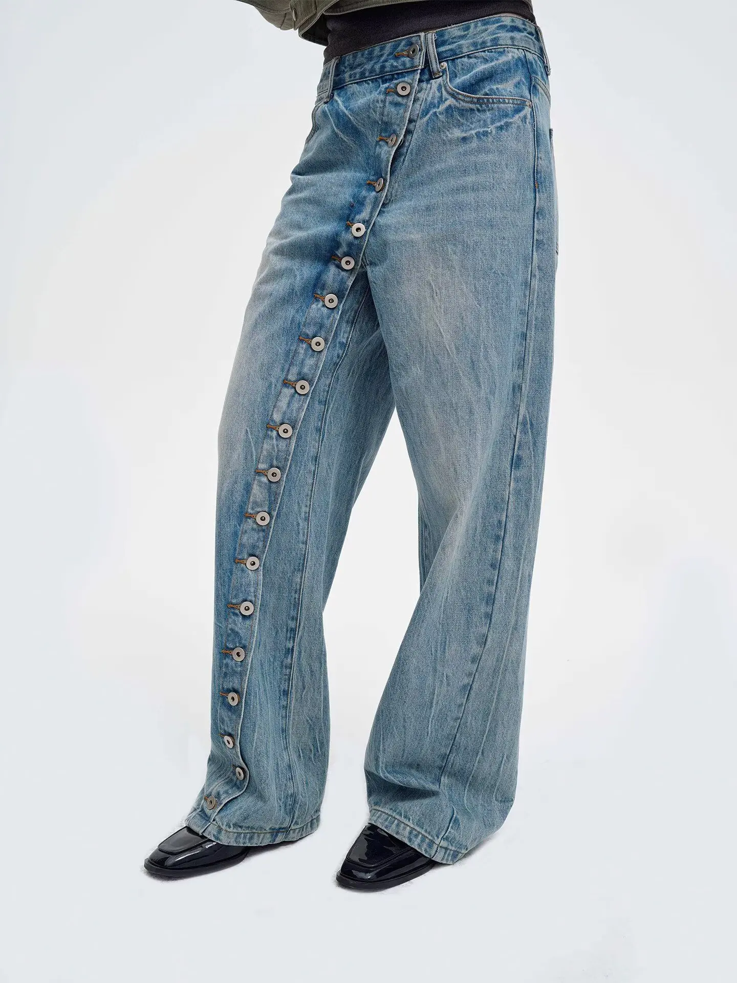 Retro American Waed Button Decorated Straight Leg Jeans Men's Street Sle Long Pants Cotton Comfortable Non-Stretch
Retro American Waed Button Decorated Straight Leg Jeans Men's Street Sle Long Pants Cotton Comfortable Non-Stretch