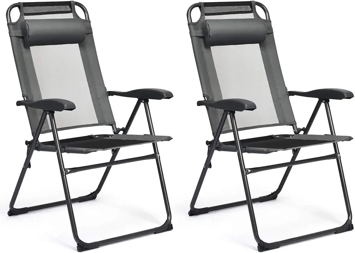 Set of 2 Patio Dining Chairs, Folding Lounge Chairs with 7 Level Adjustable Backrest, Headrest, 300 Lbs Capacity, Outdoor Portab
Set of 2 Patio Dining Chairs, Folding Lounge Chairs with 7 Level Adjustable Backrest, Headrest, 300 Lbs Capacity, Outdoor Portab