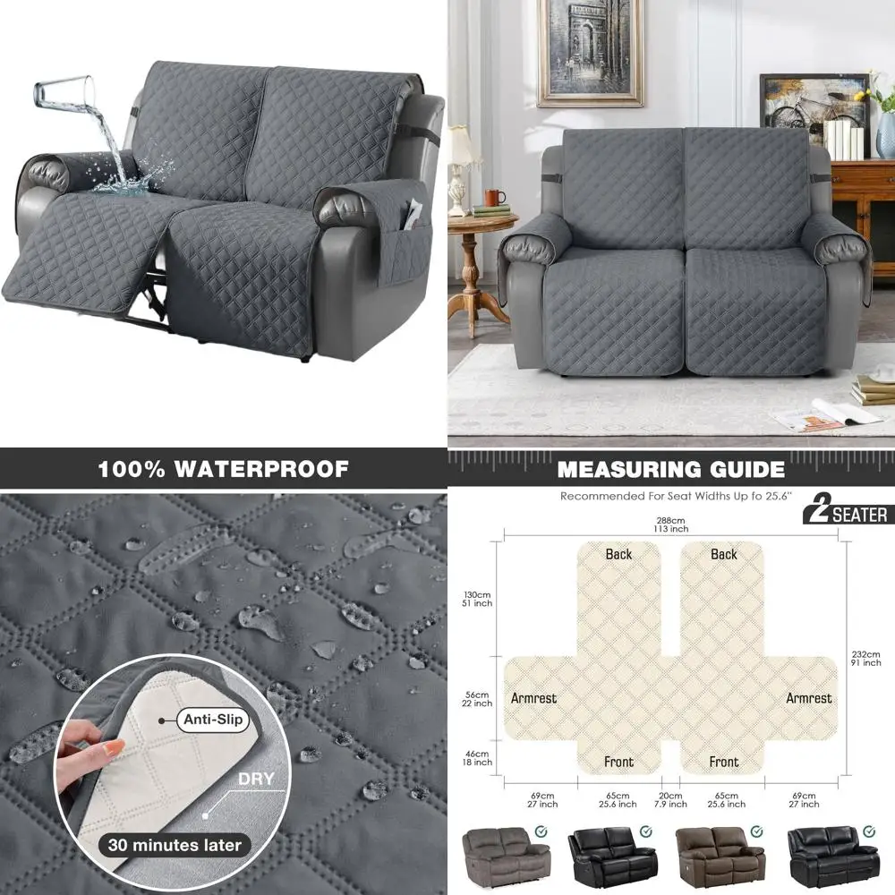 100% Waterproof Recliner Couch Cover with Leg Straps, Washable 2-Seater Reclining Sofa Cover for Kids and Pets (Grey)
100% Waterproof Recliner Couch Cover with Leg Straps, Washable 2-Seater Reclining Sofa Cover for Kids and Pets (Grey)