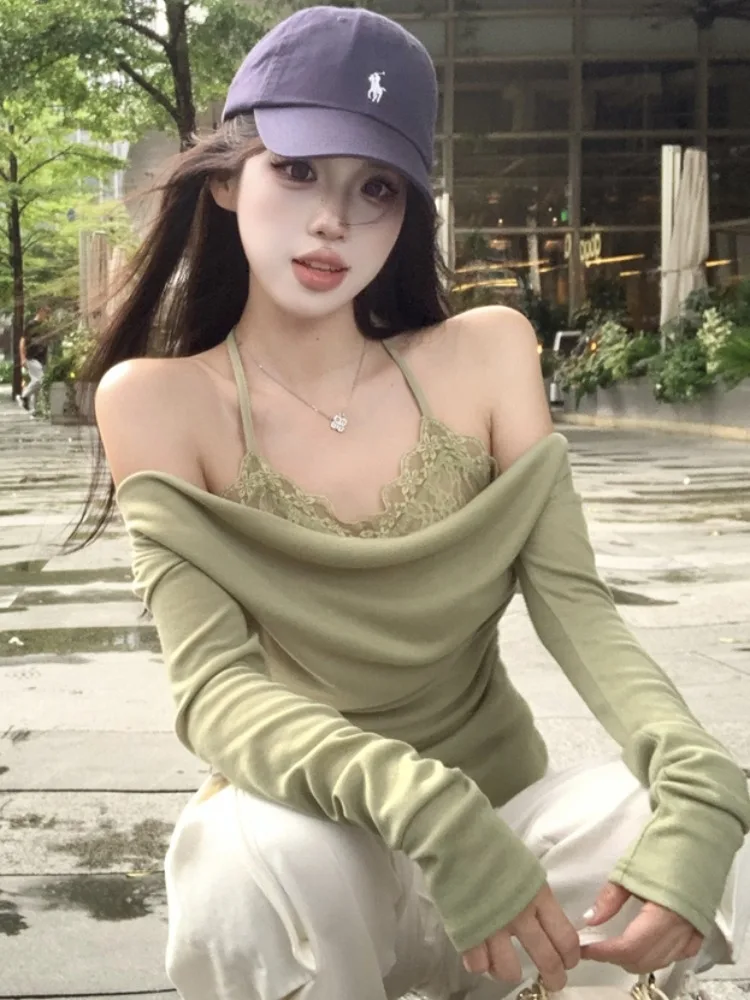 Fashionable Long Sleeve Lace Neck T-Shirt Women's Spring Autumn New Style Shoulder Baring Hollow out Base Shirt Top
Fashionable Long Sleeve Lace Neck T-Shirt Women's Spring Autumn New Style Shoulder Baring Hollow out Base Shirt Top