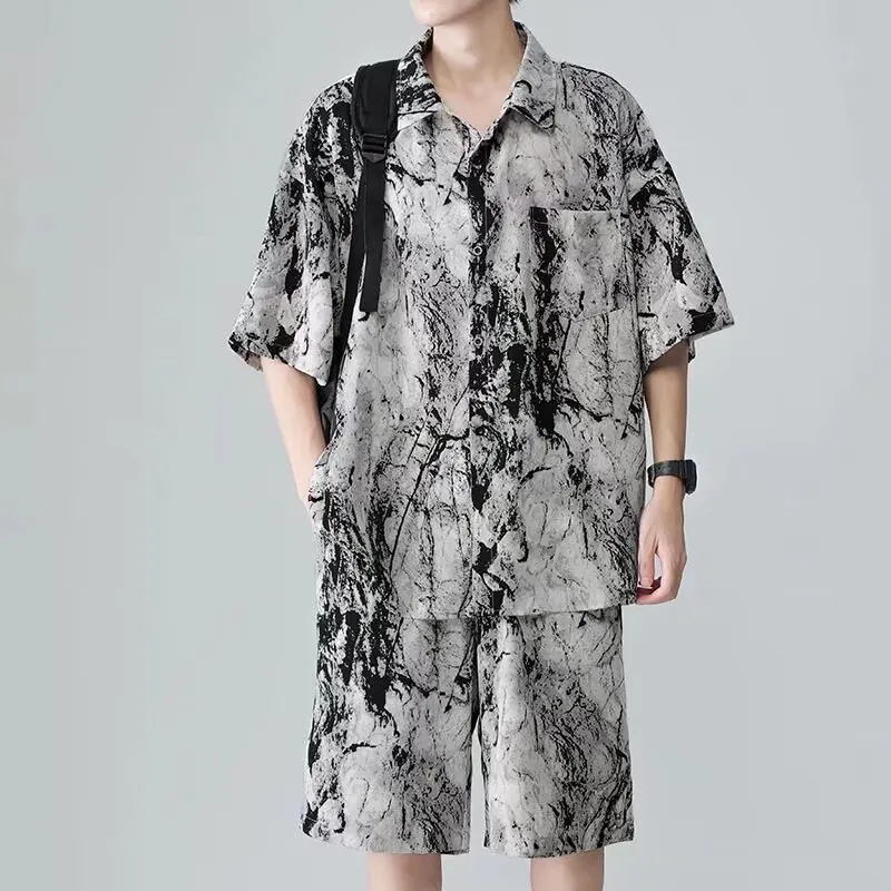 Men's ort Sve irt Set Water-Media Ice-Silk Two-Piece Set Summer Faion Youthful ular Loose Fit Button down Polyest...
Men's ort Sve irt Set Water-Media Ice-Silk Two-Piece Set Summer Faion Youthful ular Loose Fit Button down Polyest...