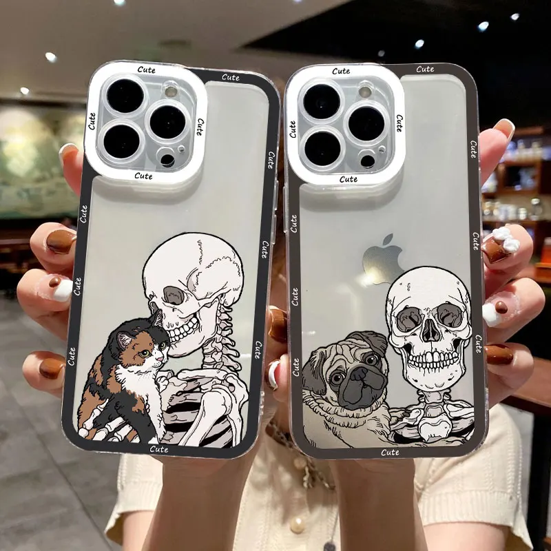 Funny Cute Skeleton Skull And Cat Phone Case For iPhone 16 15 14 13 12 11Pro Max 14 15 16 Plus Cute Clear Angel eyes Soft Cover
Funny Cute Skeleton Skull And Cat Phone Case For iPhone 16 15 14 13 12 11Pro Max 14 15 16 Plus Cute Clear Angel eyes Soft Cover