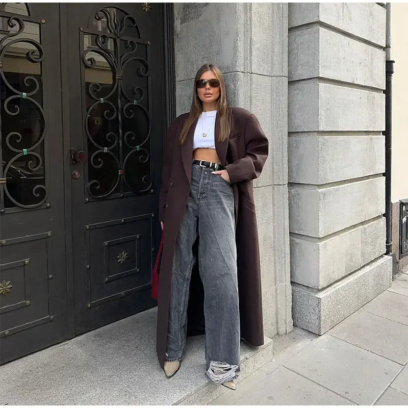 Flip Collar Double Breasted Pocket Woolen Coat Fashion Long Sleeved Solid Color Women's Casual Overcoat New Lady Streetwear
Flip Collar Double Breasted Pocket Woolen Coat Fashion Long Sleeved Solid Color Women's Casual Overcoat New Lady Streetwear