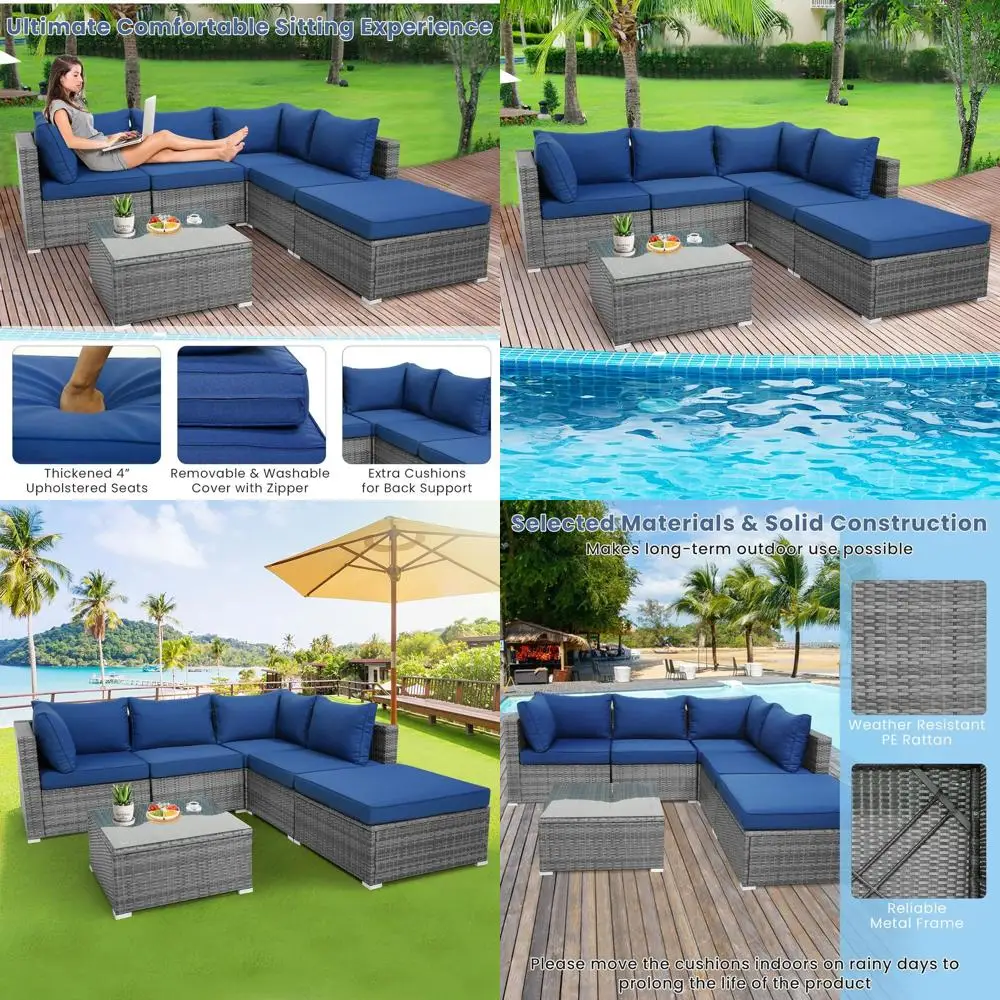 Комплект садовой мебели из 6 предметов, устойчивый к атмосферным воздействиям, сверхпрочный уличный комплект мебели из синтетического ротанга с мягкими подушками, закаленное стекло
Комплект садовой мебели из 6 предметов, устойчивый к атмосферным воздействиям, сверхпрочный уличный комплект мебели из синтетического ротанга с мягкими подушками, закаленное стекло