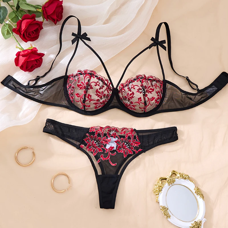 Sexy Women Lingerie Set Fancy Mesh Underwear Romantic Bow See Through Lingerie Push Up Bra Set Three-point Intimate Erotic Sets
Sexy Women Lingerie Set Fancy Mesh Underwear Romantic Bow See Through Lingerie Push Up Bra Set Three-point Intimate Erotic Sets