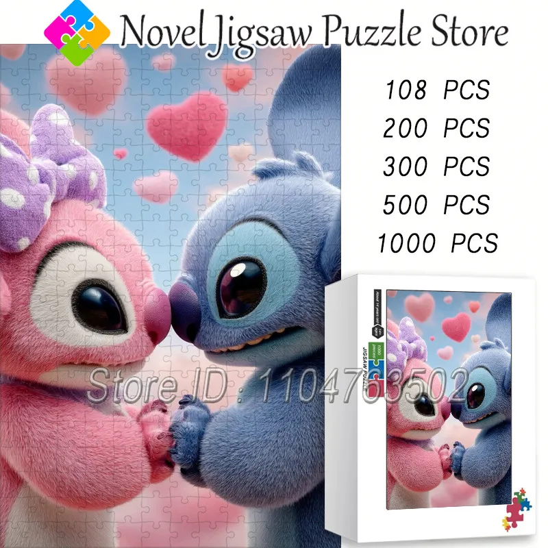 Романтические головоломки Disney Lilo & Stitch, 108/200/300/500/1000 шт., головоломки, детские подарки ручной работы, декомпрессионные игрушки для взрослых
Романтические головоломки Disney Lilo & Stitch, 108/200/300/500/1000 шт., головоломки, детские подарки ручной работы, декомпрессионные игрушки для взрослых