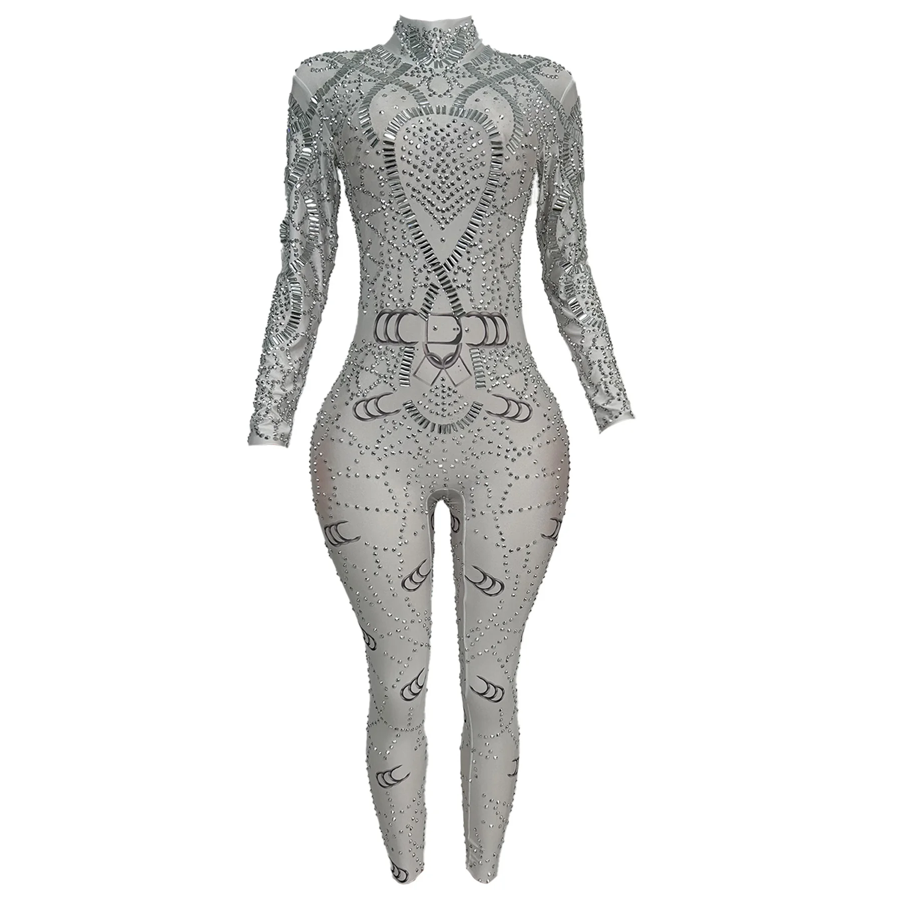 Sparkly Rhinestone Long Sleeve Tight Fitting Jumpsuit Night Club Pattern Stage Performance Costume Party Evening Wear Baihuan
Sparkly Rhinestone Long Sleeve Tight Fitting Jumpsuit Night Club Pattern Stage Performance Costume Party Evening Wear Baihuan