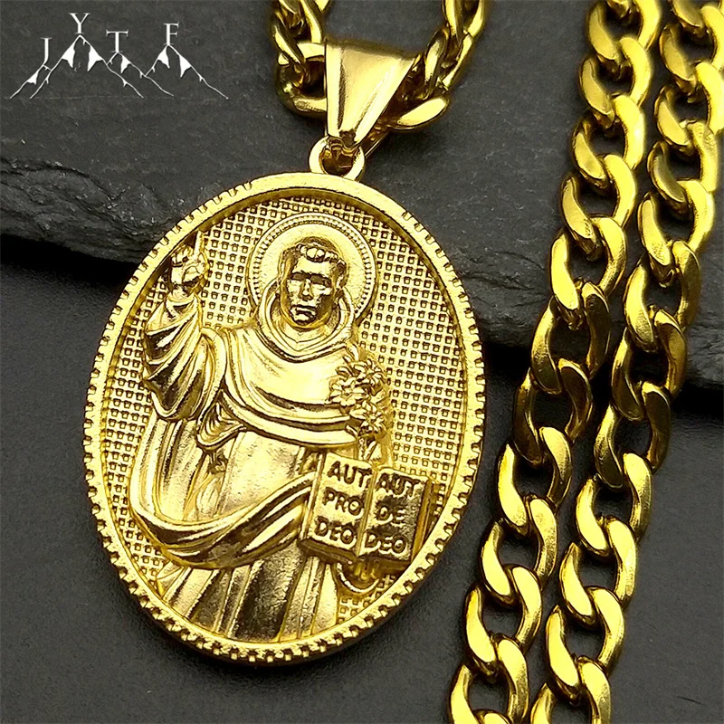Catholic Saint Benedict Pendant Necklace for Women Men Stainless Steel Gold Color Chain Necklaces Amulet Jewelry San Benito
Catholic Saint Benedict Pendant Necklace for Women Men Stainless Steel Gold Color Chain Necklaces Amulet Jewelry San Benito