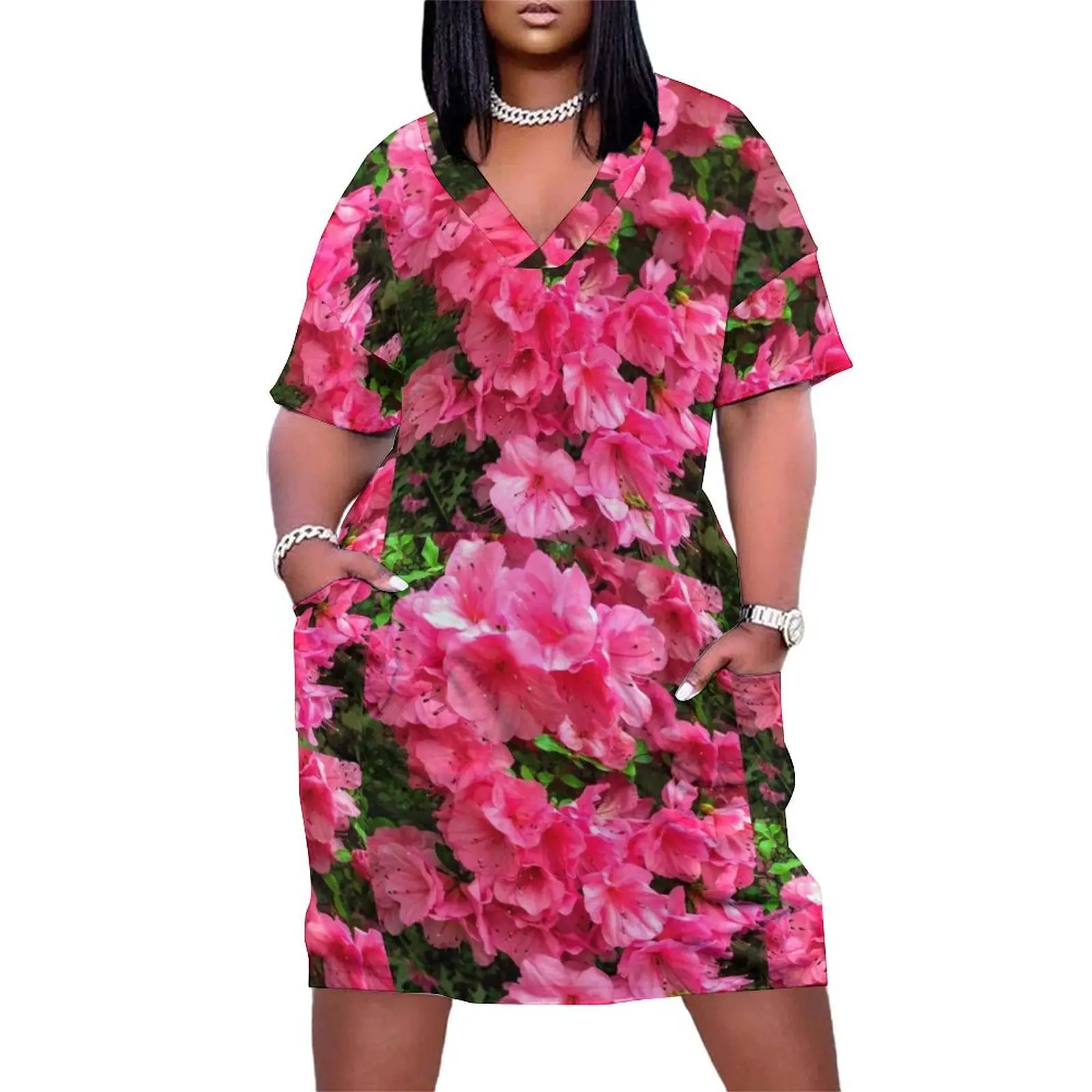 Pink Azalea Bush Loose Pocket Dress Women's summer long dress dress women summer 2025 bandage 
Pink Azalea Bush Loose Pocket Dress Women's summer long dress dress women summer 2025 bandage