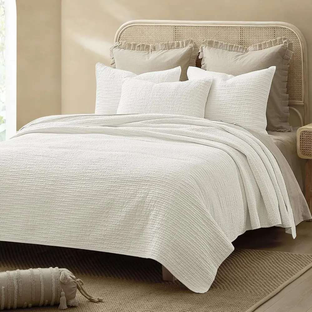 Wave Stitched White Queen Cotton Quilt, 100% Cotton Filling, Pre-Washed, Soft & Breathable, Hypoallergenic, All-Season Bedspread
Wave Stitched White Queen Cotton Quilt, 100% Cotton Filling, Pre-Washed, Soft & Breathable, Hypoallergenic, All-Season Bedspread