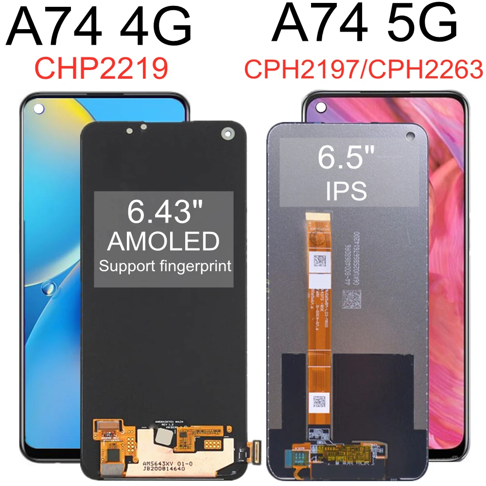 6,43 AMOLED для OPPO A74 4G CHP2219/6.5 IPS 5G CPH2197 CPH2263 ЖК-дисплей с цифровым преобразователем сенсорного экрана в сборе
6,43 AMOLED для OPPO A74 4G CHP2219/6.5 IPS 5G CPH2197 CPH2263 ЖК-дисплей с цифровым преобразователем сенсорного экрана в сборе
