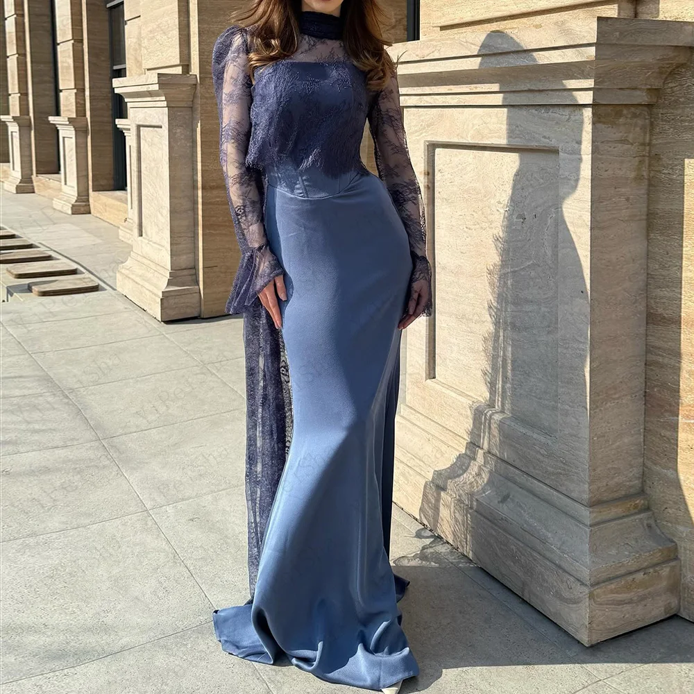Customized A-Line Prom Dresses Floor-Length High-Neck Full Sleeve Evening Gown Simple Fashion Lace Draped Casual Party Gown
Customized A-Line Prom Dresses Floor-Length High-Neck Full Sleeve Evening Gown Simple Fashion Lace Draped Casual Party Gown