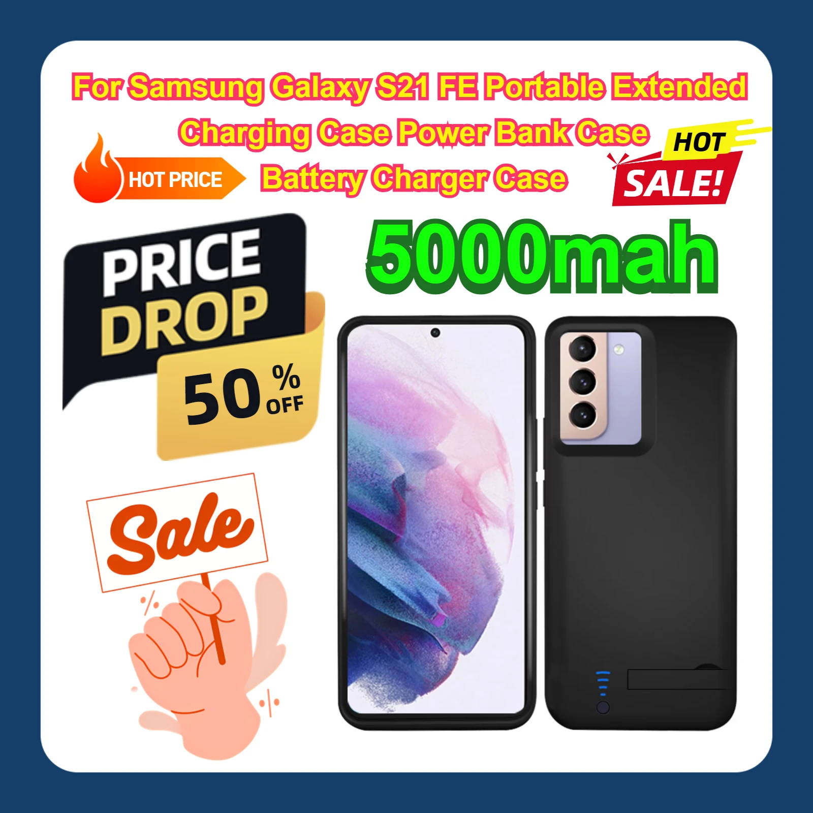 For Samsung Galaxy S21 FE Portable Extended Charging Case Power Bank Case Battery Charger Case 5000mah
For Samsung Galaxy S21 FE Portable Extended Charging Case Power Bank Case Battery Charger Case 5000mah