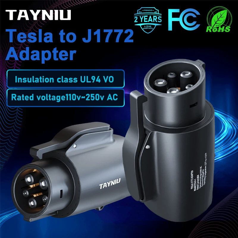 Адаптер TAYNIU Tesla-J1772, макс. 80 А 250 В J1772 адаптер EVs, совместимый с высокомощными разъемами Tesla
Адаптер TAYNIU Tesla-J1772, макс. 80 А 250 В J1772 адаптер EVs, совместимый с высокомощными разъемами Tesla