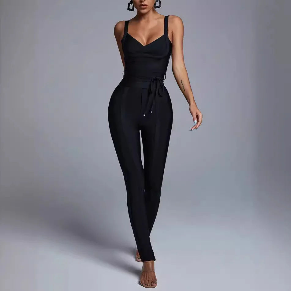 New suspender V-neck pencil jumpsuit bandage jumpsuit women's black tight party sexy temperament elegant high-end clothing dance
New suspender V-neck pencil jumpsuit bandage jumpsuit women's black tight party sexy temperament elegant high-end clothing dance